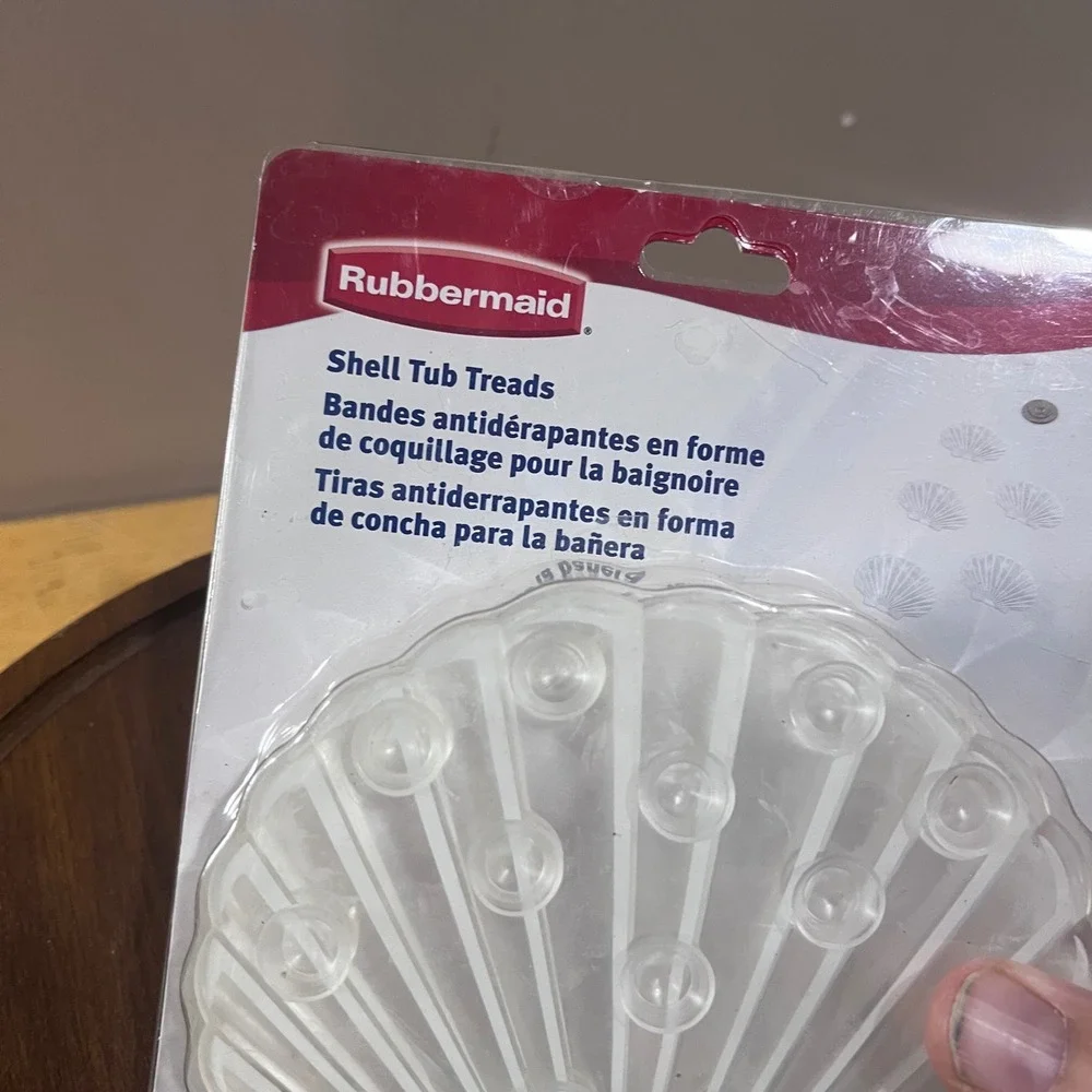 Rubbermaid‎ Shell Tub Treads Clear Seashell Non Slip Suction 5pc Set 206236 Vtg
